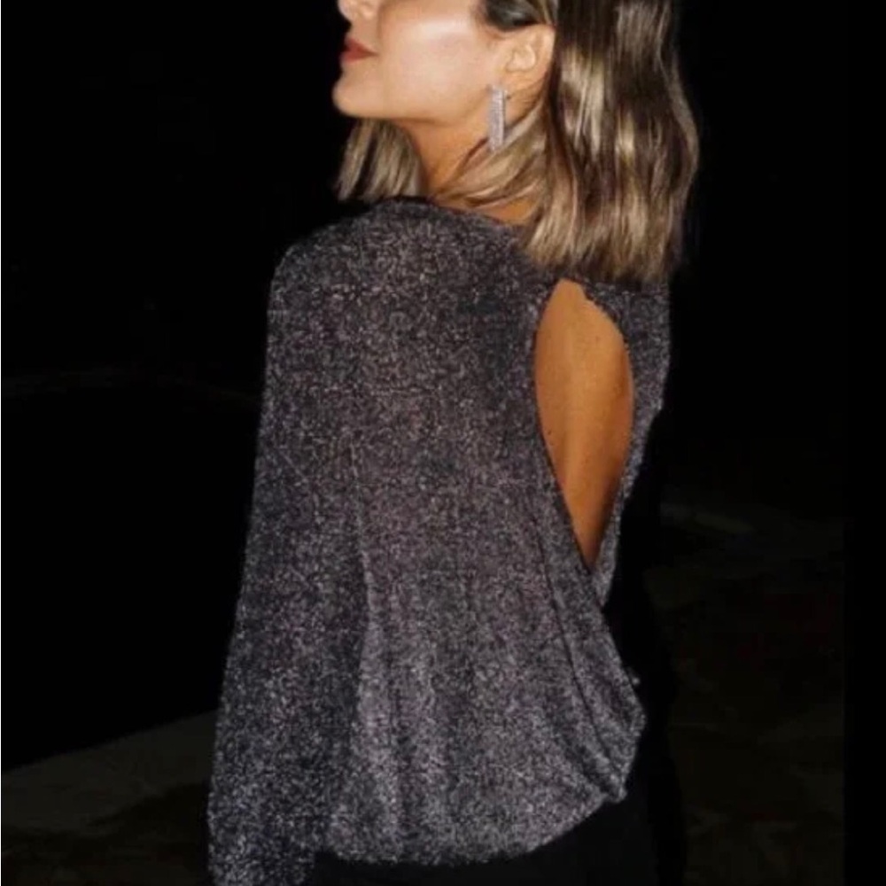 - Paige Celeste Key Hole Metallic Blouse NWT